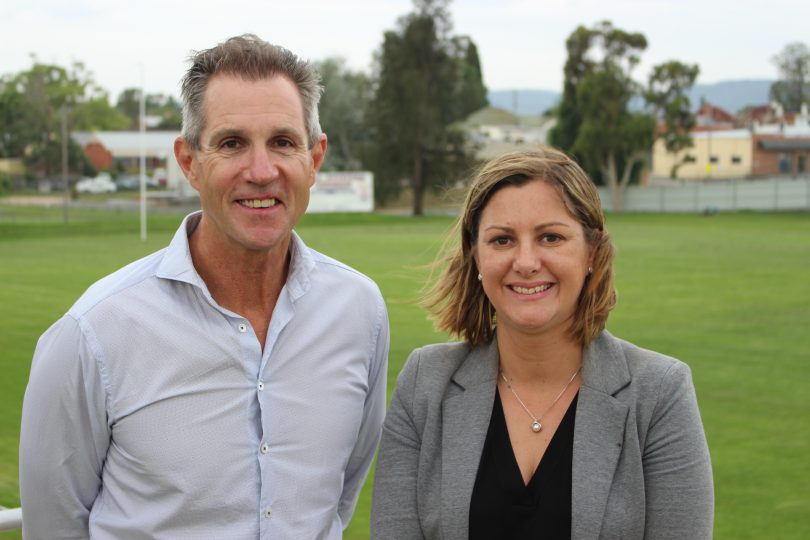 Raiders CEO, Don Furner and Bega Valley Shire Mayor, Kristy McBain. Photo: Ian Campbell