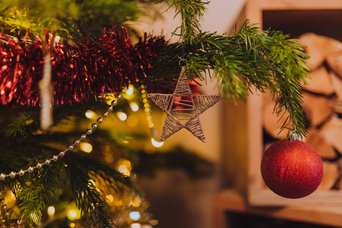 decorations on a Christmas tree