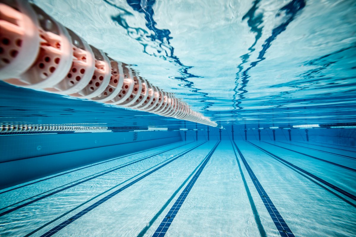 Underwater view of swimming pool