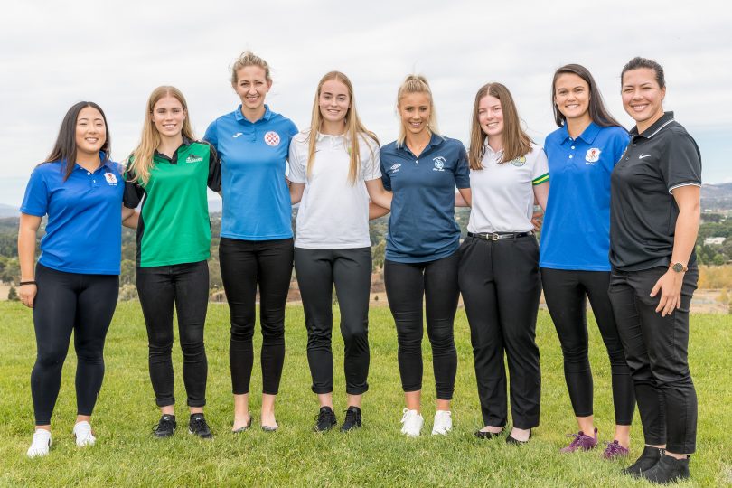 Grace Gill (third from left) at the NPL season launch last week. Photo: Supplied.