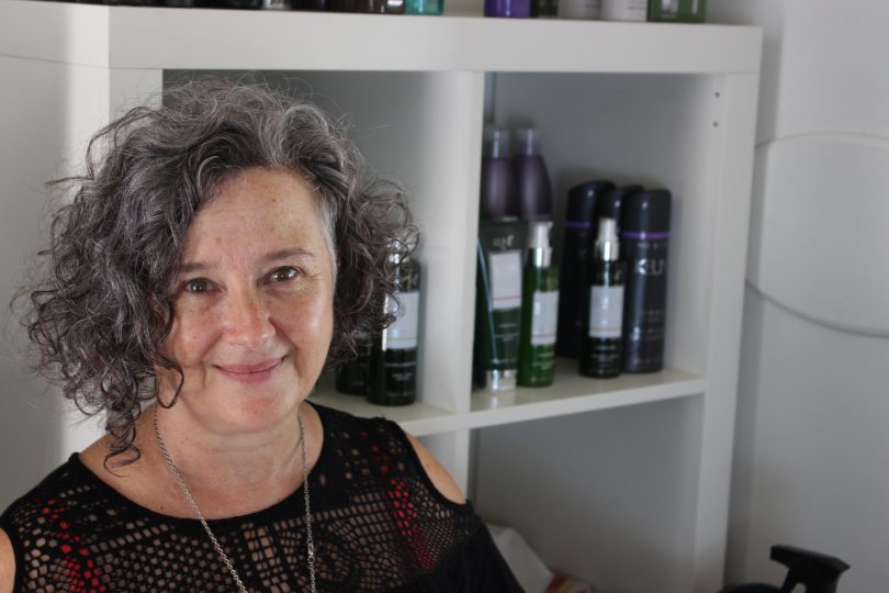 Karen Levido in her pop-up salon in Cabin 88 at Tathra Beachside. Photo: Ian Campbell.