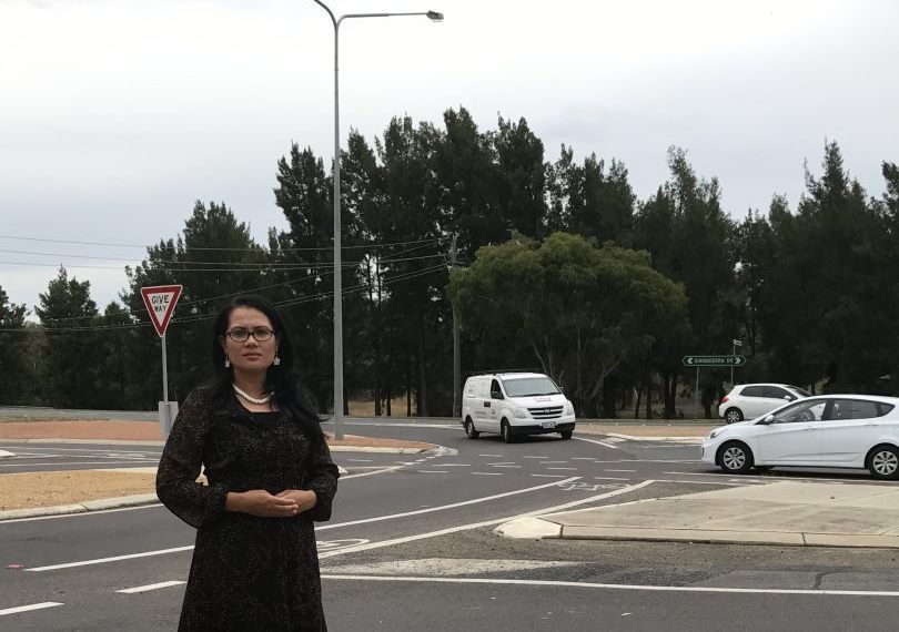 Liberal MLA Elizabeth Kikkert at the intersection. Photo: File photo.