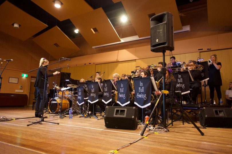 <em>In Full Swing</em> performed at the first CBBC concert, ‘Swing into Spring’ last year. Photo: Supplied.