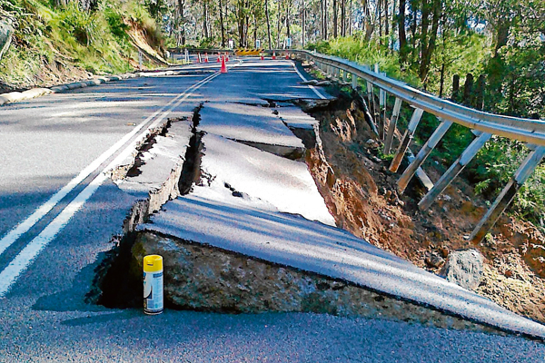 The Snowy Mountains Highway on Brown Mountain has been unstable for many years. Photo: RMS