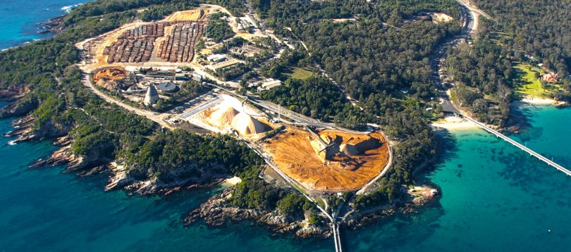 The Eden Woodchip Mill on the southern shores of Twofold Bay. Photo: Allied Natural Wood Exports