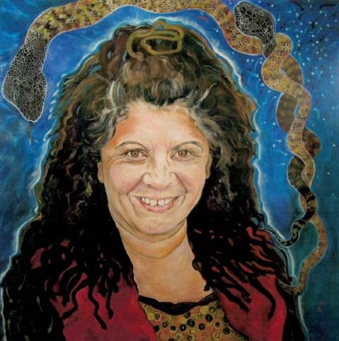 "Mez -Mother and Keeper" portrait of Merryn Apma by Vickie McCredie.