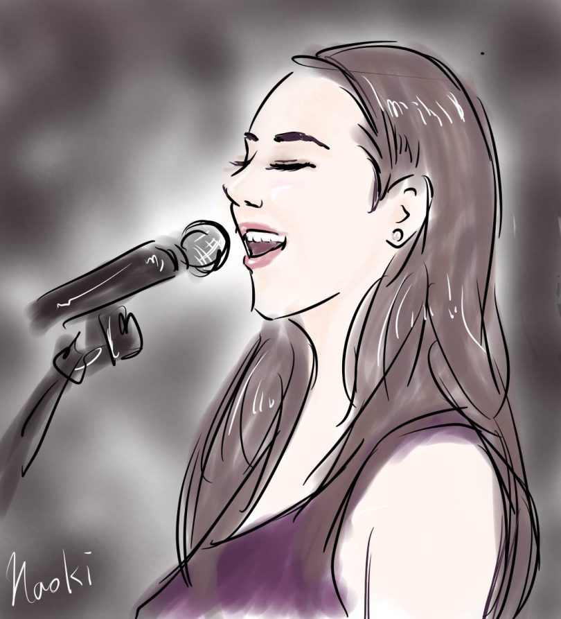 Illustration of Caitlin Magee singing