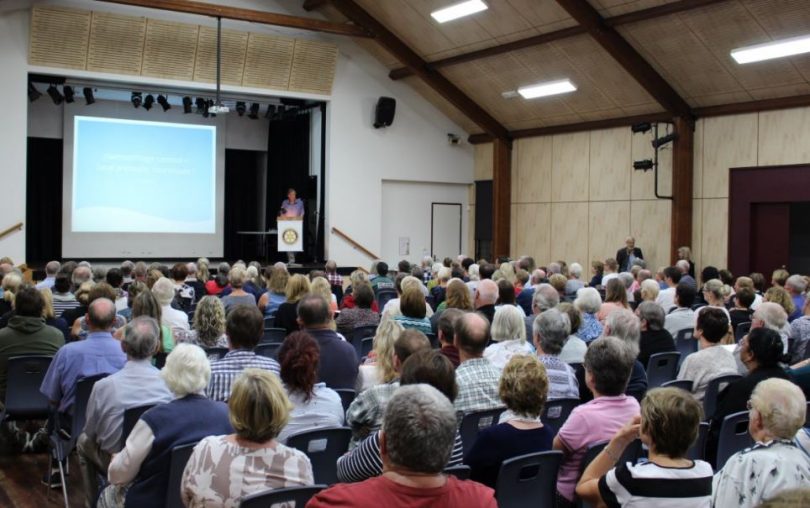 Almost 200 people turned out for the "Does the Eurobodalla have a drug problem?" meeting in Moruya. Photo: Ian Campbell.