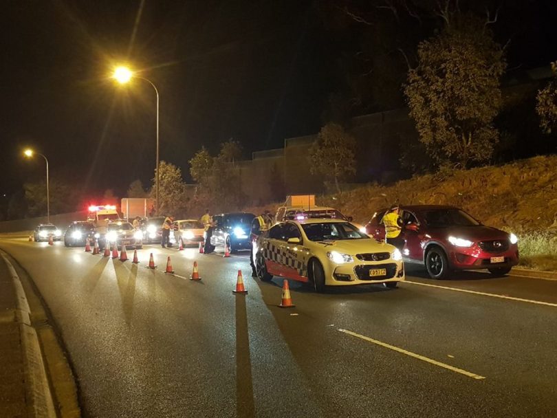 Officers conducted 26,852 random breath tests during Operation Chrome, including on Canberra Ave, Queanbeyan. Photo: South Coast Police District Facebook.