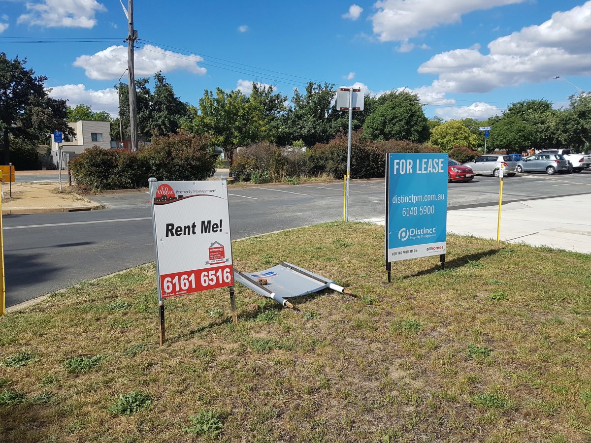 property rental and lease signs on street