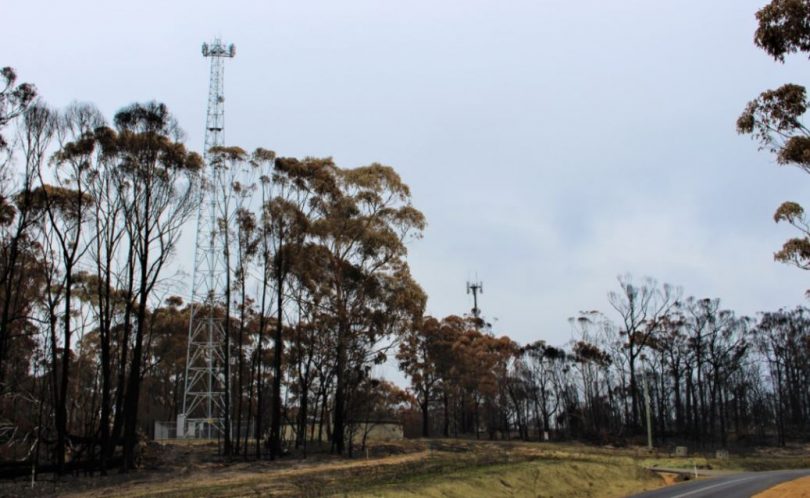 Tathra's burnt out telecommunications infrastructure on Thompson Drive. Photo: Ian Campbell. 