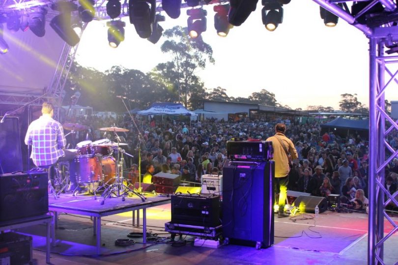 Close to 4,000 people packed into the Sapphire Coast Turf Club for Band Together. Photo: Ian Campbell.