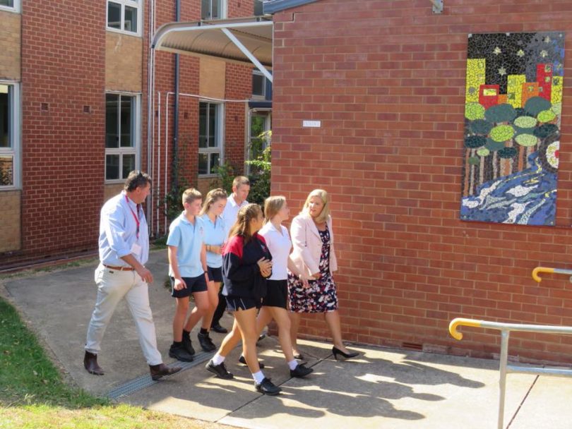 Bronnie Taylor MLC touring Tumut High School with teachers and students. Photo: Bronnie Taylor MLC Facebook