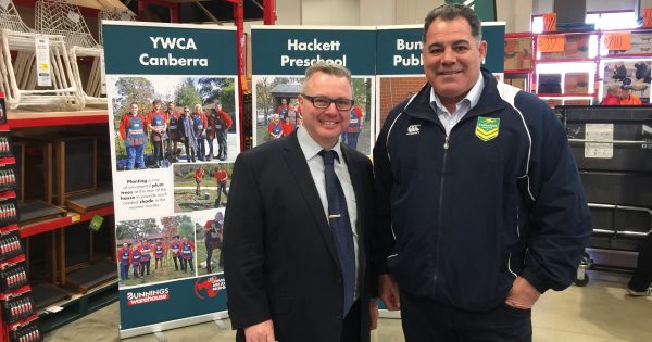 Canberra rugby league legend Mal Meninga officially opens Bunnings Warehouse at Canberra Airport