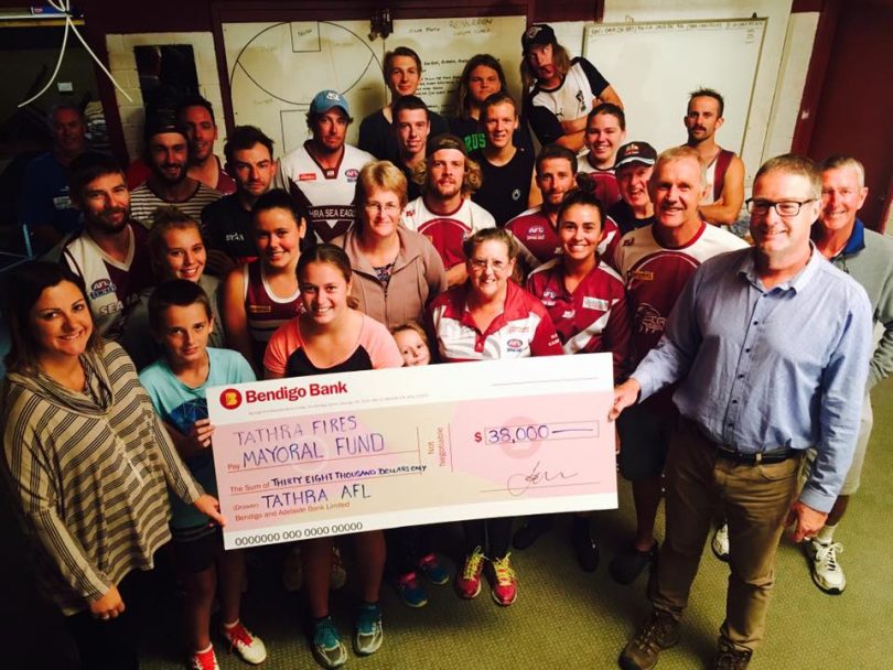 Tathra AFL Club raised $38,000. Photo: Mayor Kristy McBain Facebook.