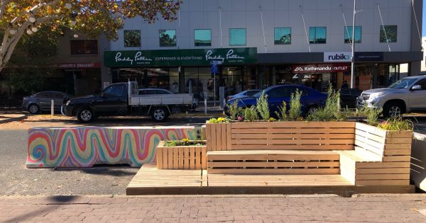 Lonsdale Steet parking spot renovated into a pop-up 'park' in ACT first