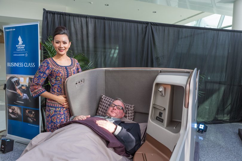 Singapore Airlines Business Class seats convert to a full flat bed. Photo: Jack Mohr Photography.