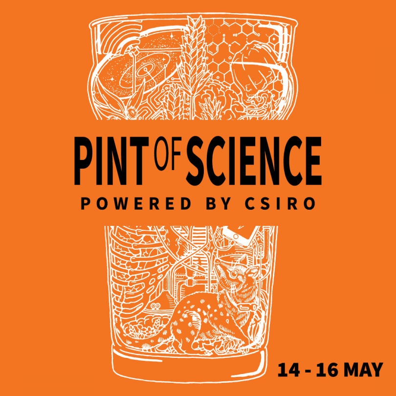 Pint of Science logo on orange background