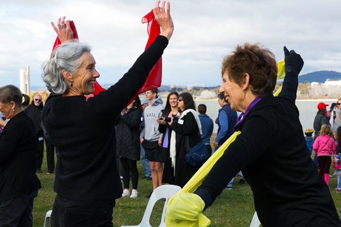 One of the Dance for Wellbeing tutors, Jacqui Simmonds (left), at A Walk in the Park 2017.