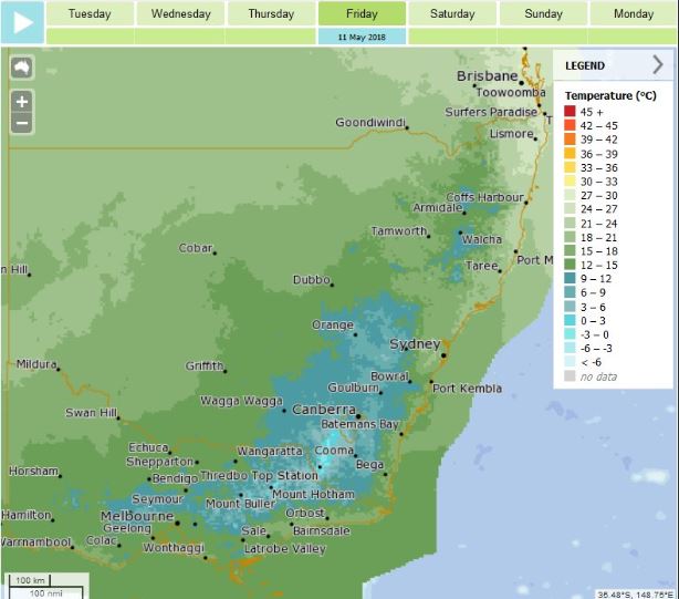 Cold temperatures are expected across the region later this week. Photo: BOM