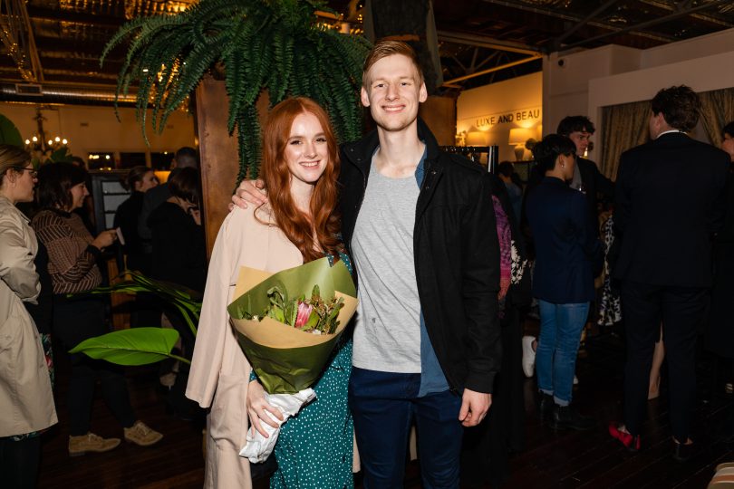 Courtney Martin and Nicolas Borgeaud posing for social media photos