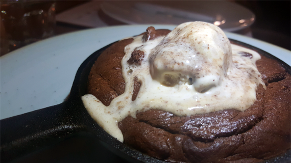 Baked Chocolate Pudding with Rum and Raisin Ice Cream