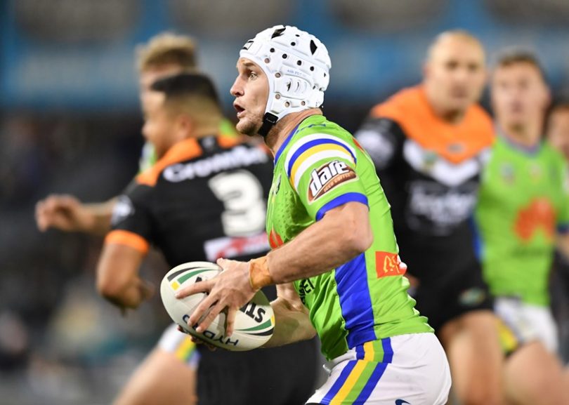 The Jarrod Croker-style white headgear is a fan favourite. Photo: Supplied by the Raiders. 