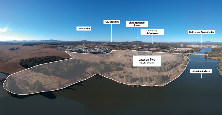 Location, location. Lawson Two's proximity to Belconnen Town Centre and the University of Canberra is a selling point. Photos: SLA