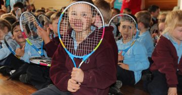 More than 600 tiny tennis fans from nine Canberra schools given brand new racquets