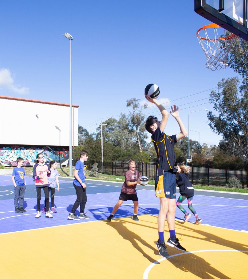 Children playing basketball