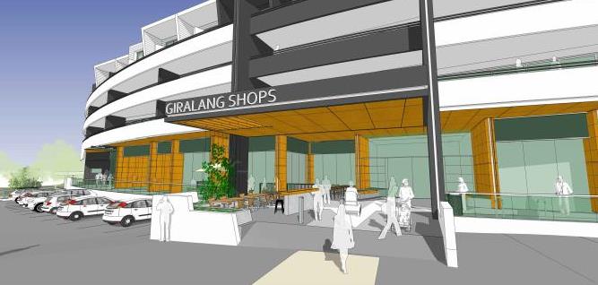 An artist's impression of the proposed Giralang shops development from the DA. Images: Supplied. 