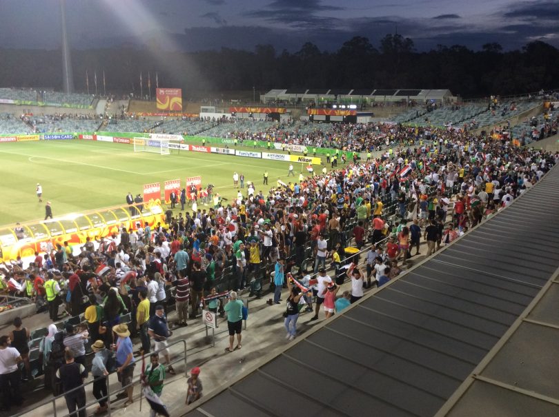 Crowd at Canberra Stadium, Asian Cup 2015. Photo" Supplied by Tim Gavel.