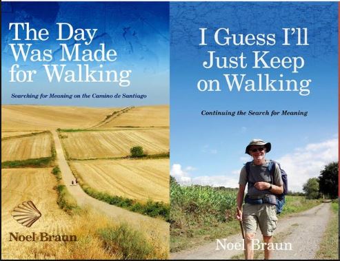 Noel's two books about walking the Camino, part travel guide, part journey of self discovery. Photo: Bega Valley Shire Council.