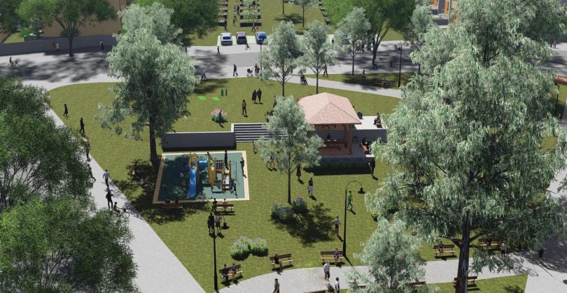 An artist's impression of the central park proposed in the Precinct.