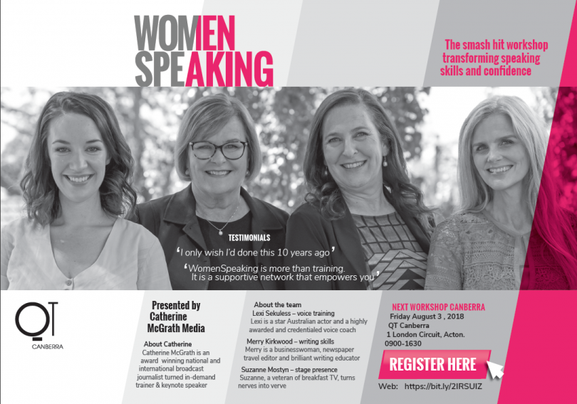 women speaking flyer