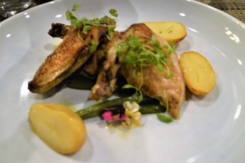 One of the mains on the winter menu is chermoula spatchcock with roast potatoes and green beans.