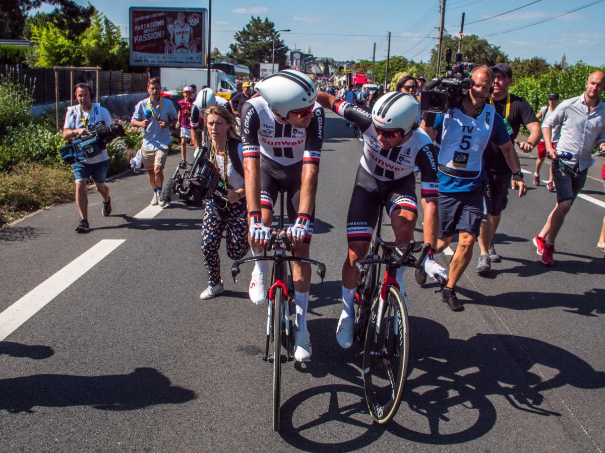 Michael Matthews with a Sunweb teammate. 