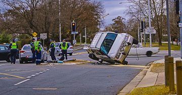 Chaos in Civic as 4WD rolls after two-car collision