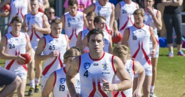 Canberra Demons captain Aaron Bruce implores his troops to play with reckless abandon