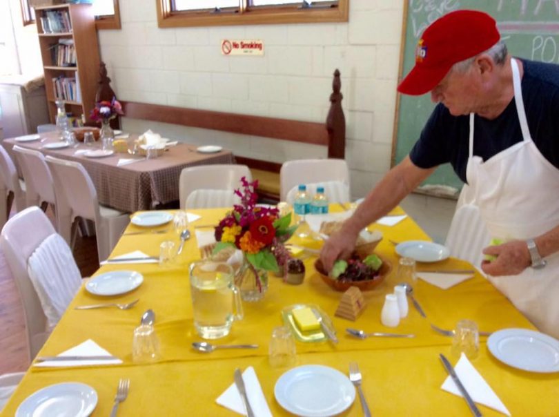 Setting the table for lunch each Wednesday at Monty’s Place Narooma. Photo: Monty's Place Facebook.