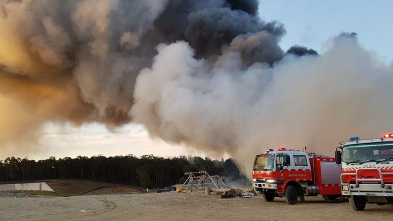 A fire at the Surf Beach Tip yesterday afternoon brought crews from as far away as Nowra and Braidwood. Photo: Matt Green Surf Beach RFS Facebook.