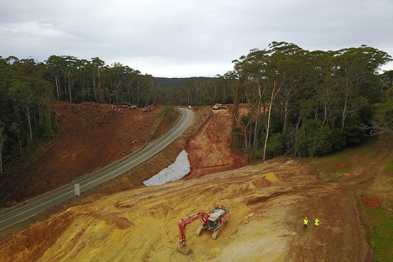 Looking north over existing highway, July 2017. Photo: RMS