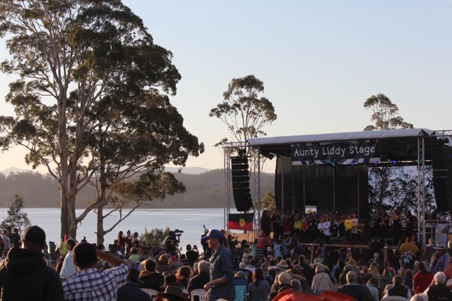 Giiyong unfolded at Jigamy between Eden and Pambula on the edge of Pambula Lake. Photo: Meghan Luhrs.