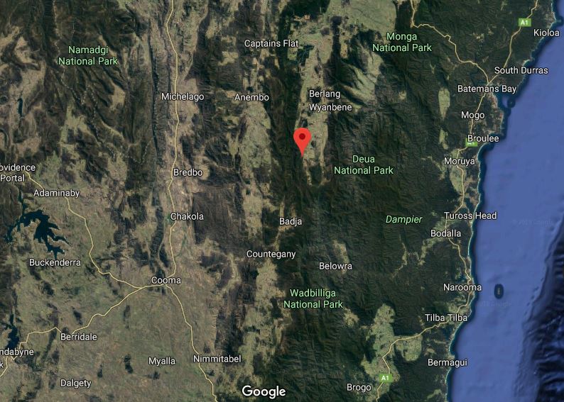 Jinden, 78 km north east of Cooma. Photo: Google Earth.