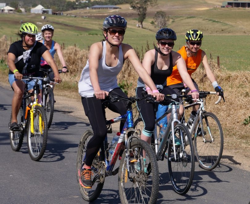 Riders in 2017 enjoying the community spirit of riding from Tathta to Bega, in 2018 the ride happens in reverse. Photo: Dave Gallen