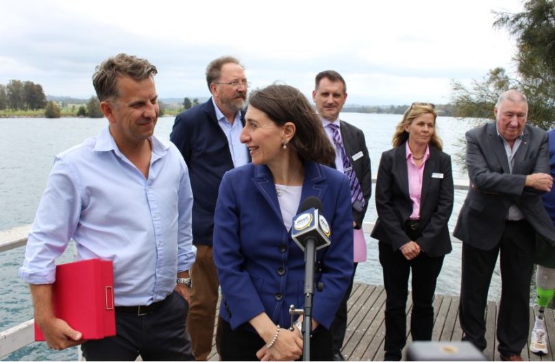 Member for Bega, Andrew Constance and NSW Premier Gladys Berejiklian, at Moruya's Quarry Park. Photo: Ian Campbell.