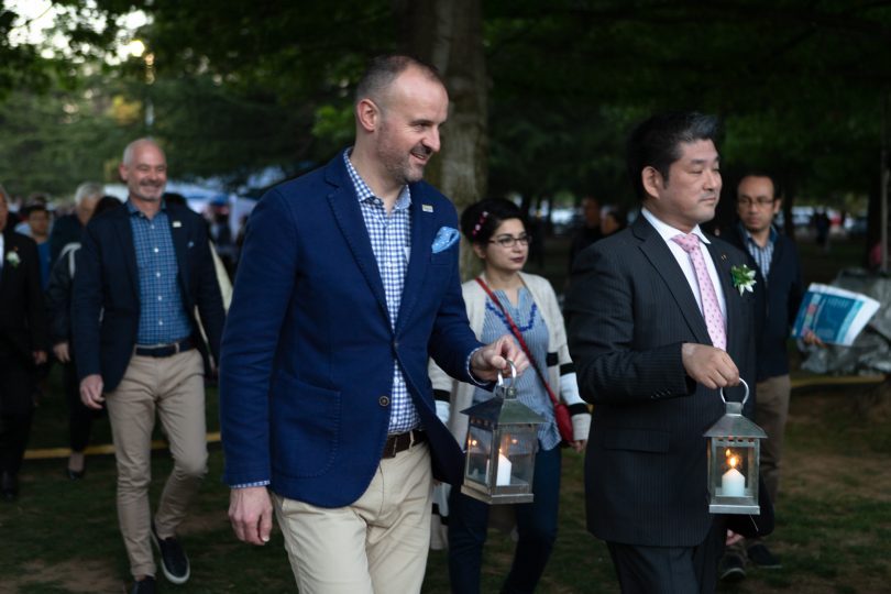 Chief Minister Andrew Barr and Mayor of Nara in 2018. Photo: Jack Mohr.