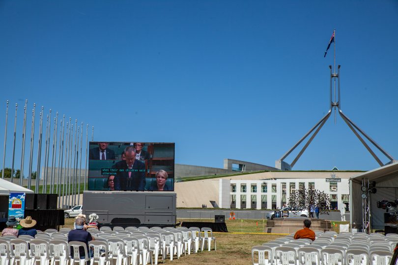 "I don’t think there is anything that would make a difference for what happened to us" - victims reflect on the day of the National Apology. Photo taken outside Parliament house by George Tsotsos. 