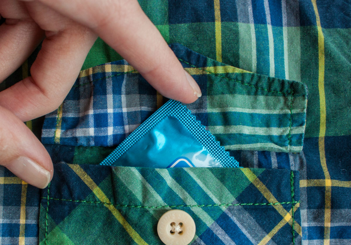 Condom in a shirt pocket