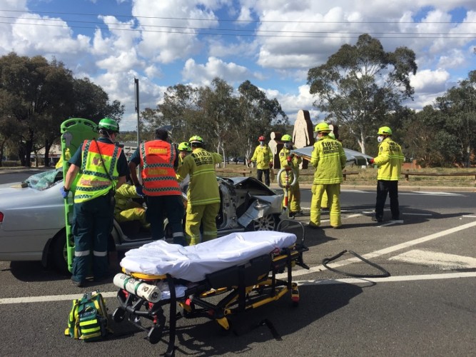 Two people extricated from cars after two-vehicle crash in Weston